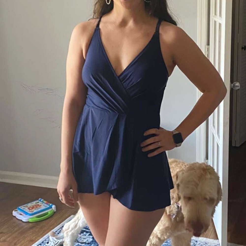 Cupshe Faux Wrap V-Neck Swim Dress
